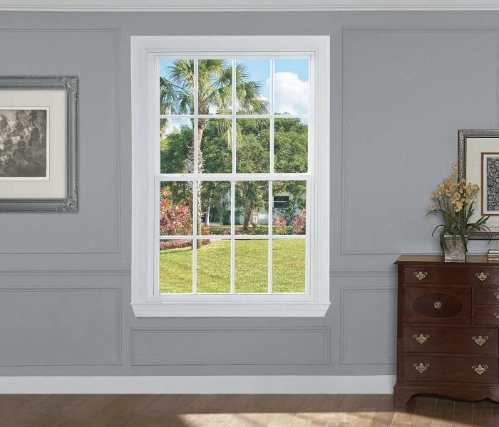 Series 130 Single Hung Window in White with Grids