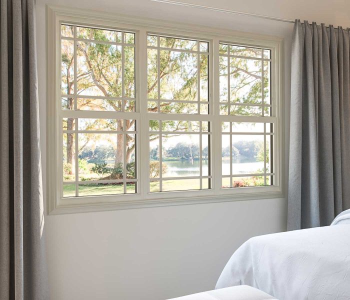 Series 3900 Double Hung Windows in Almond with Prairie Contoured Grid