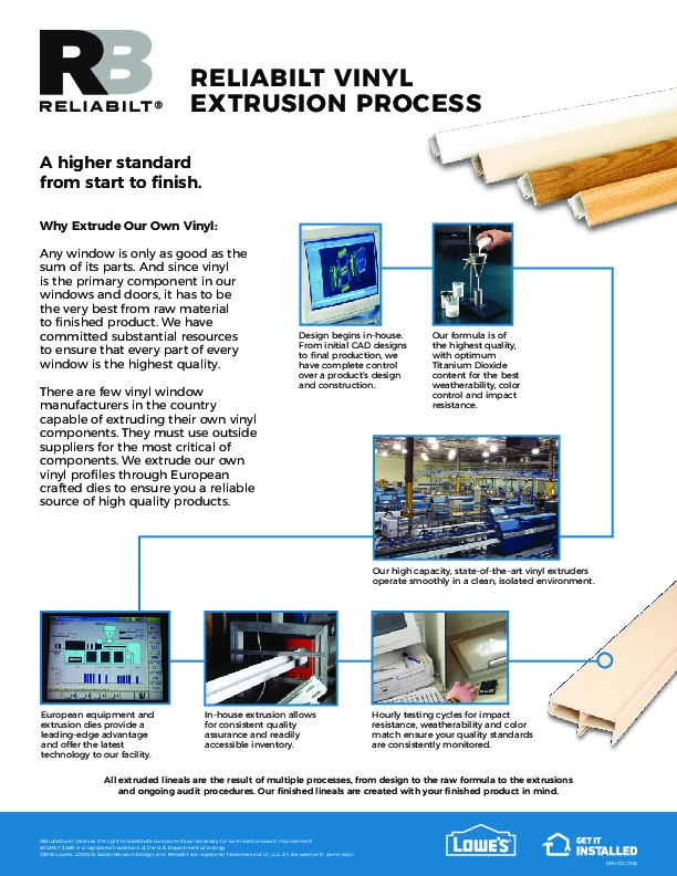 RELIABILT Extrusion Feature Sheet