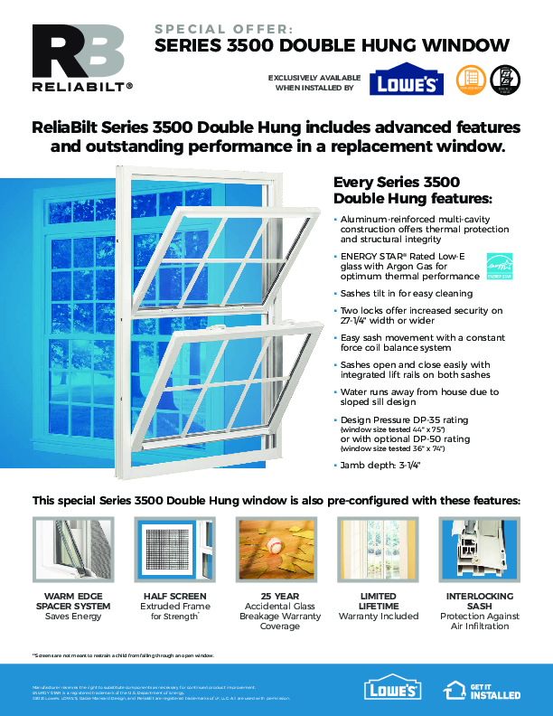 ReliaBilt IHC Installed Offer Series 3500 Feature Sheet
