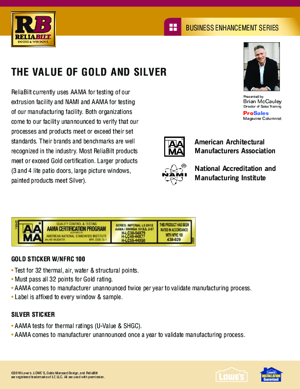 ReliaBilt Week 7 The Value of Gold and Silver