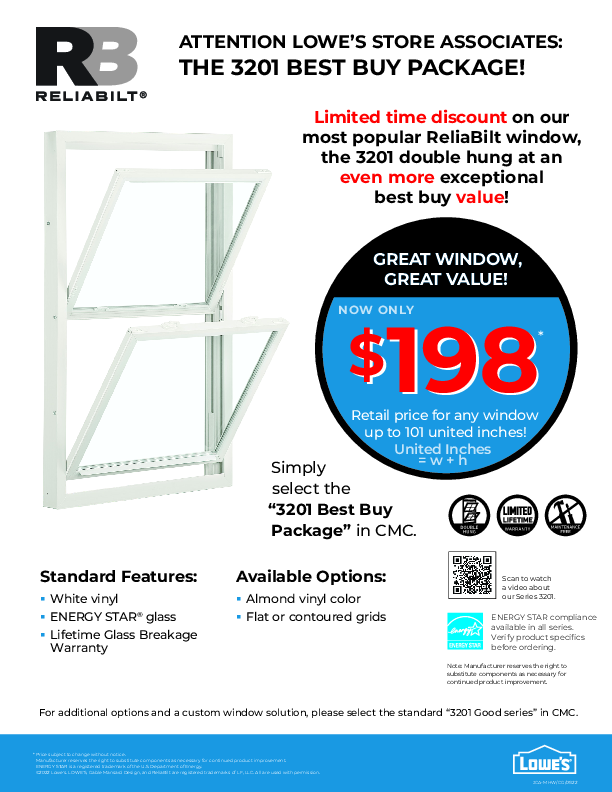 RELIABILT Series 3201 Best Buy Limited Time IHC Discount