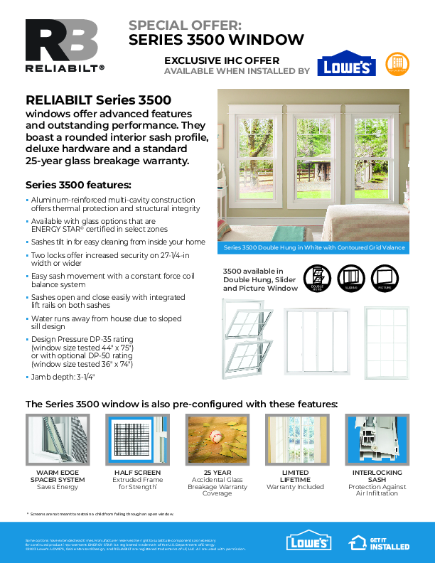 RELIABILT IHC Installed Offer Series 3500 Feature Sheet 2023