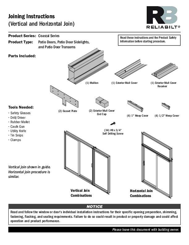 RELAIBILT Coastal Installation Instructions PD Mulling