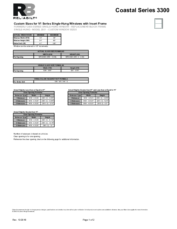 RELIABILT Coastal 3300 Sizing Config single-hung-insert (A)
