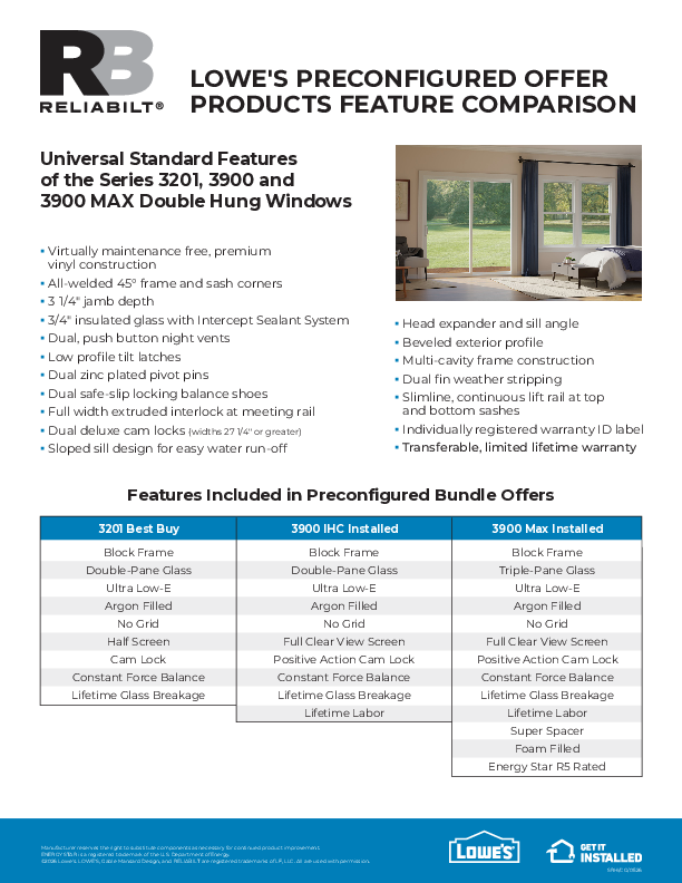 RELIABILT IHSS Offer Feature Comparison Sheet - 3201BB, IHSS 3900 and IHSS 3900 MAX