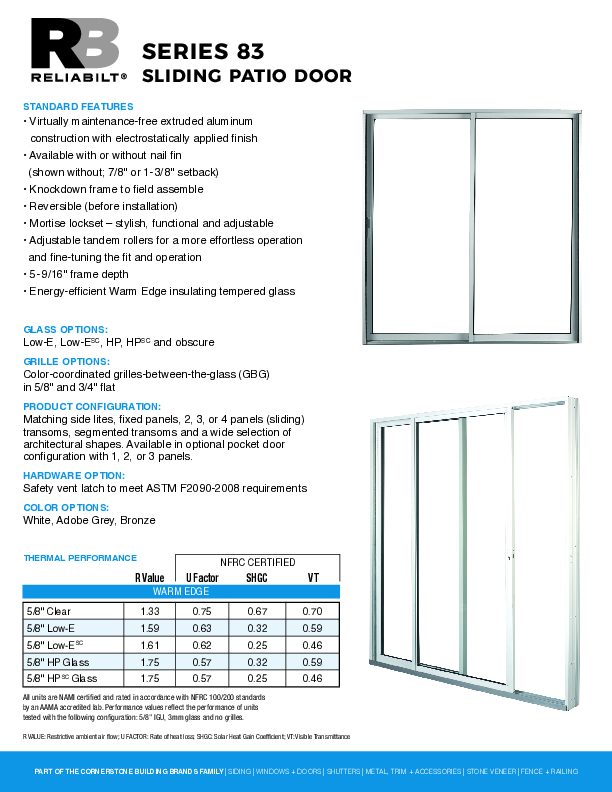 RELIABILT Aluminum Series 83 SPD Technical Datasheet