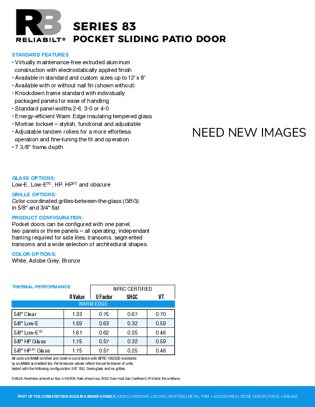 RELIABILT Aluminum Series 83 Pocket SPD Technical Datasheet